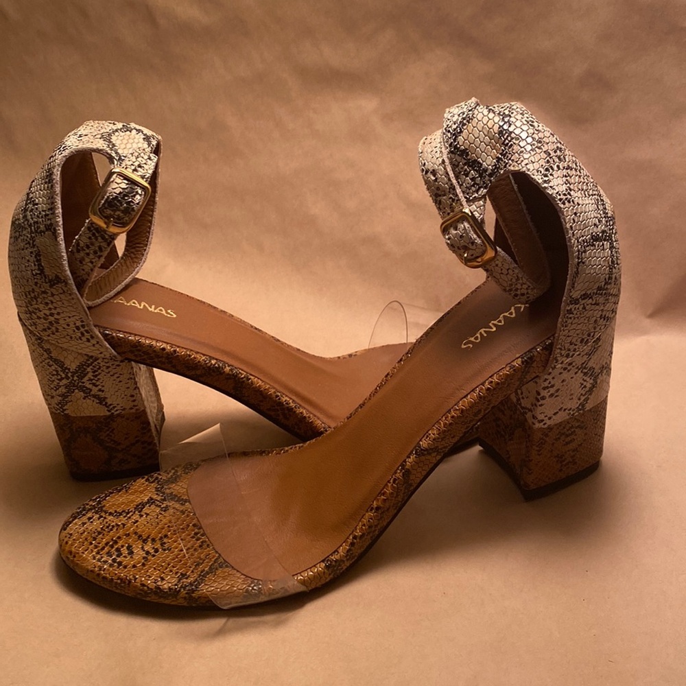 Kaanas Honey Moscato Transparent Strap Heel Size 10 M